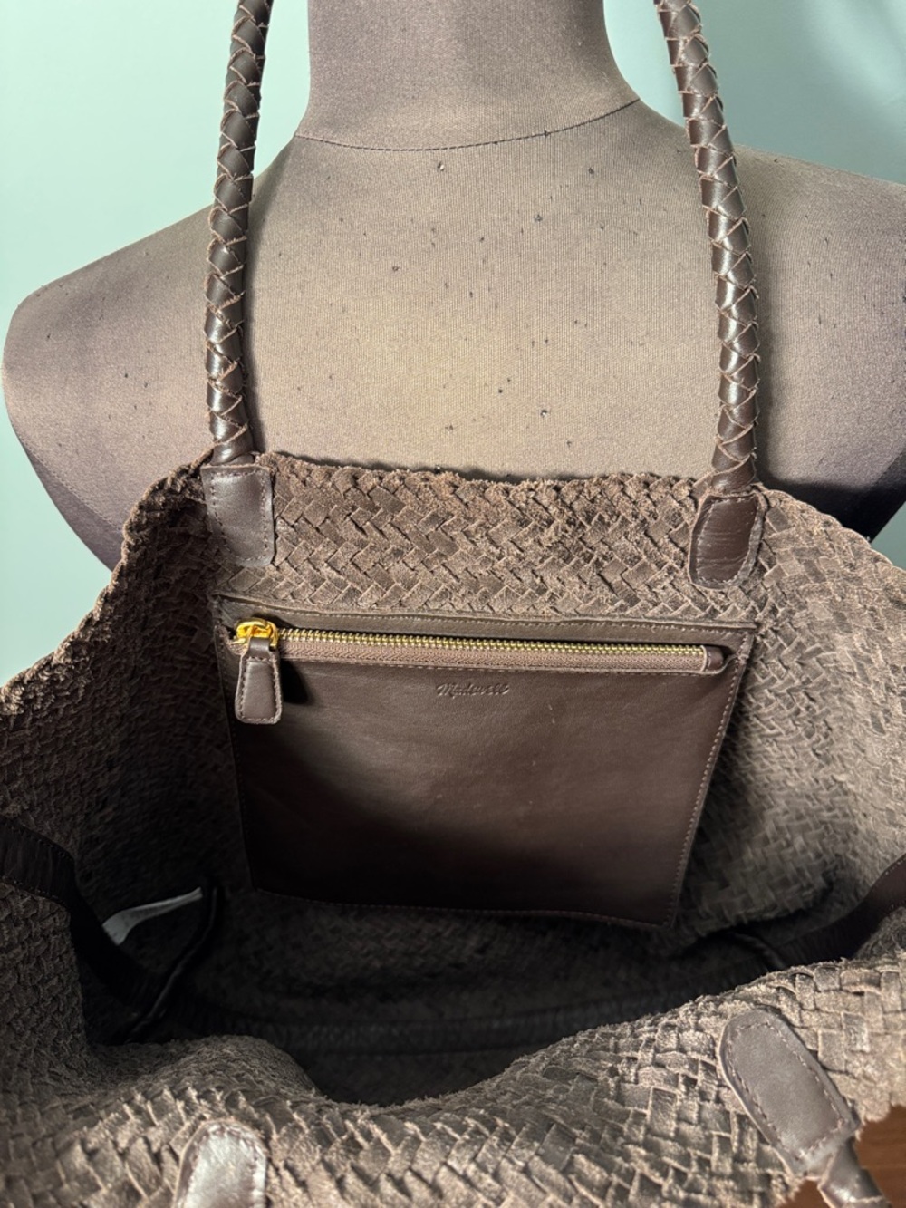 Madewell The Signature Woven Tote in Dark Brown - Picture 2 of 4